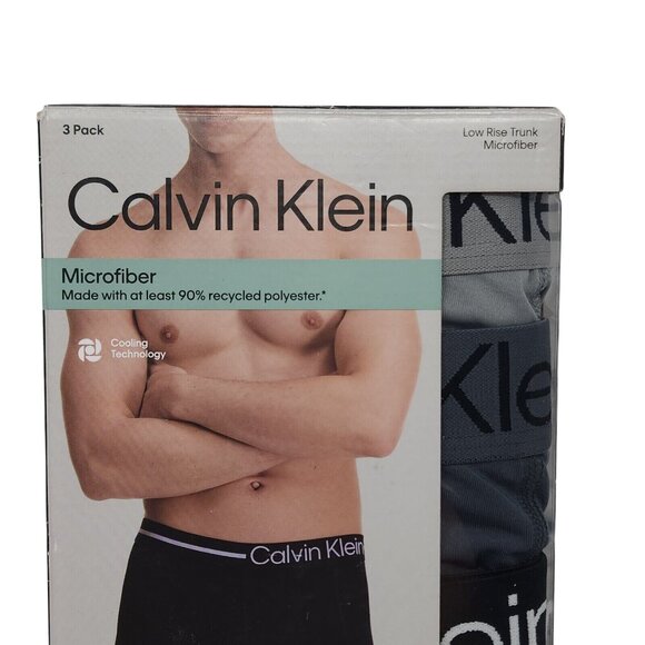 Calvin Klein Low Rise Trunk Brief Size XL 3 Pack Microfiber Recycled Gray Black - Picture 1 of 8